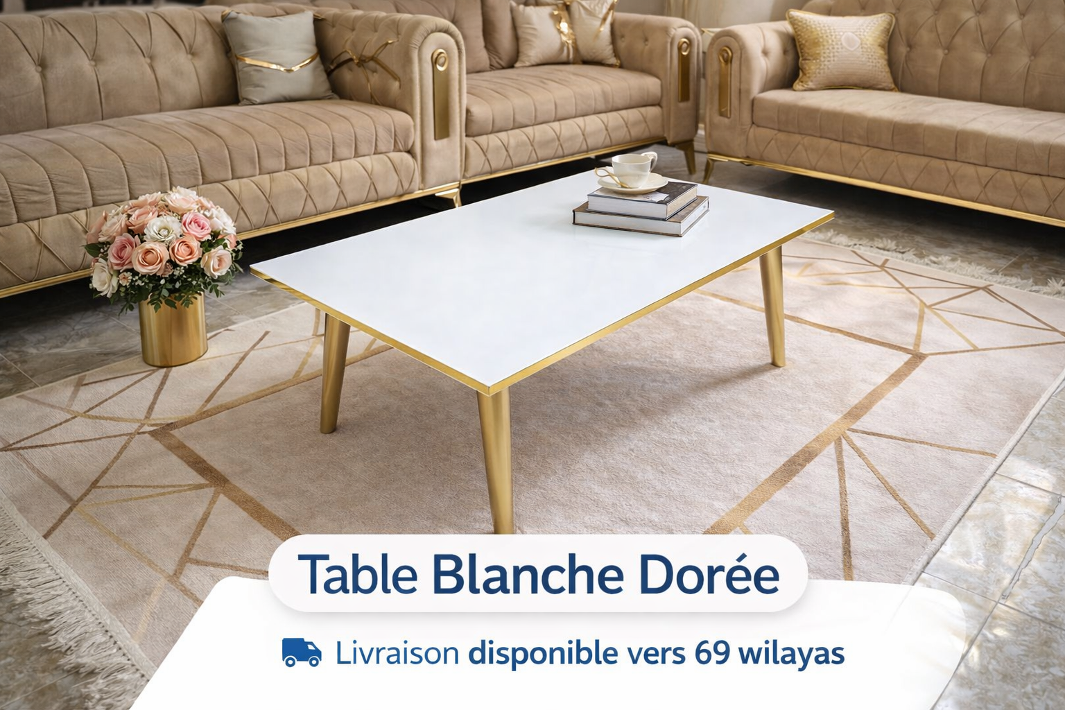 طاولة بيضاء 90*60سنتم